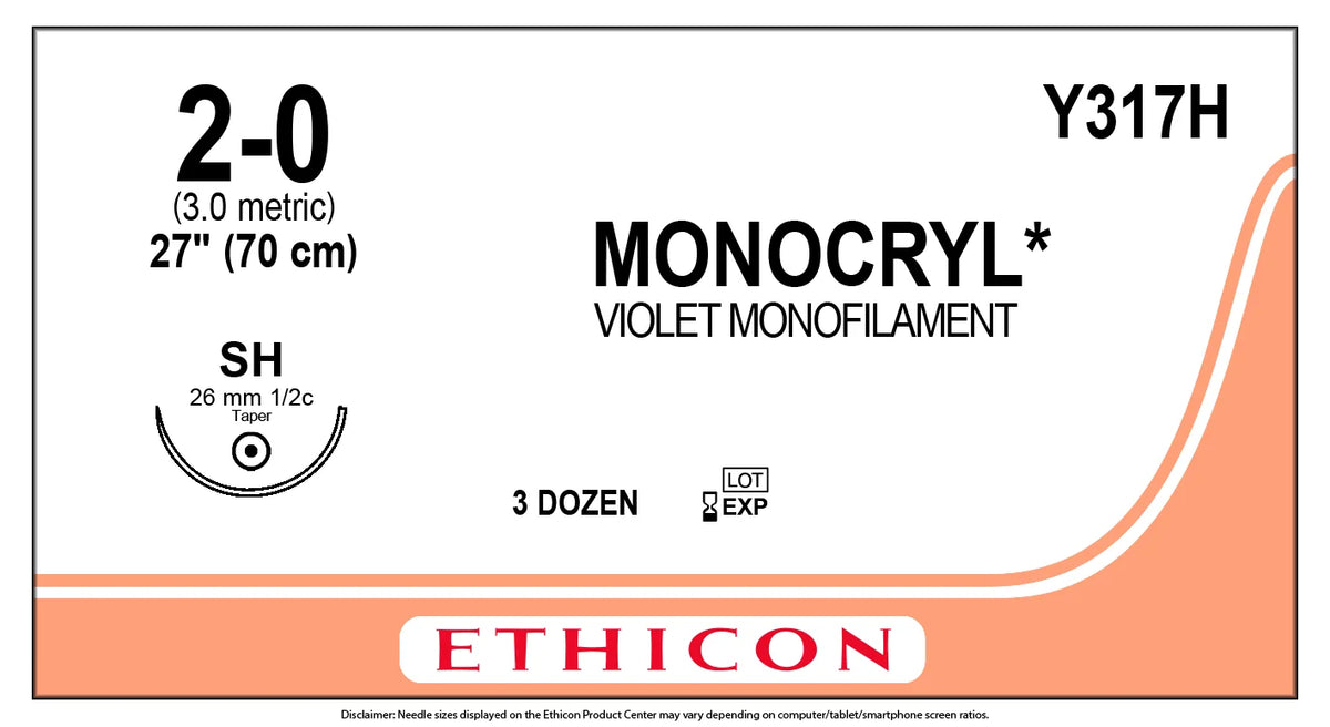 MONOCRYL® (poliglecaprone 25) Suture, SH taper, 27 in, 2-0