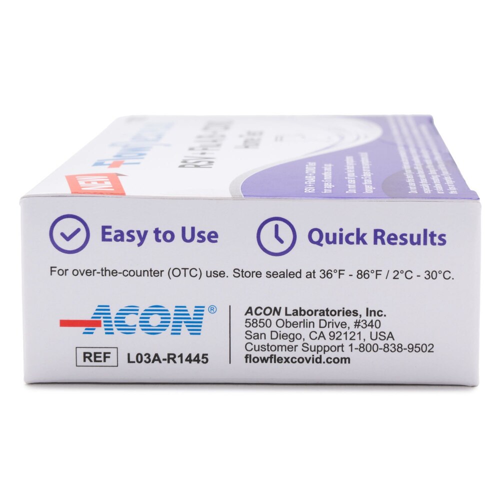 Flowflex® PLUS 4-in-1 RSV + Flu A/B + COVID Home Test (1 Test / Kit) Case of 48 Kits