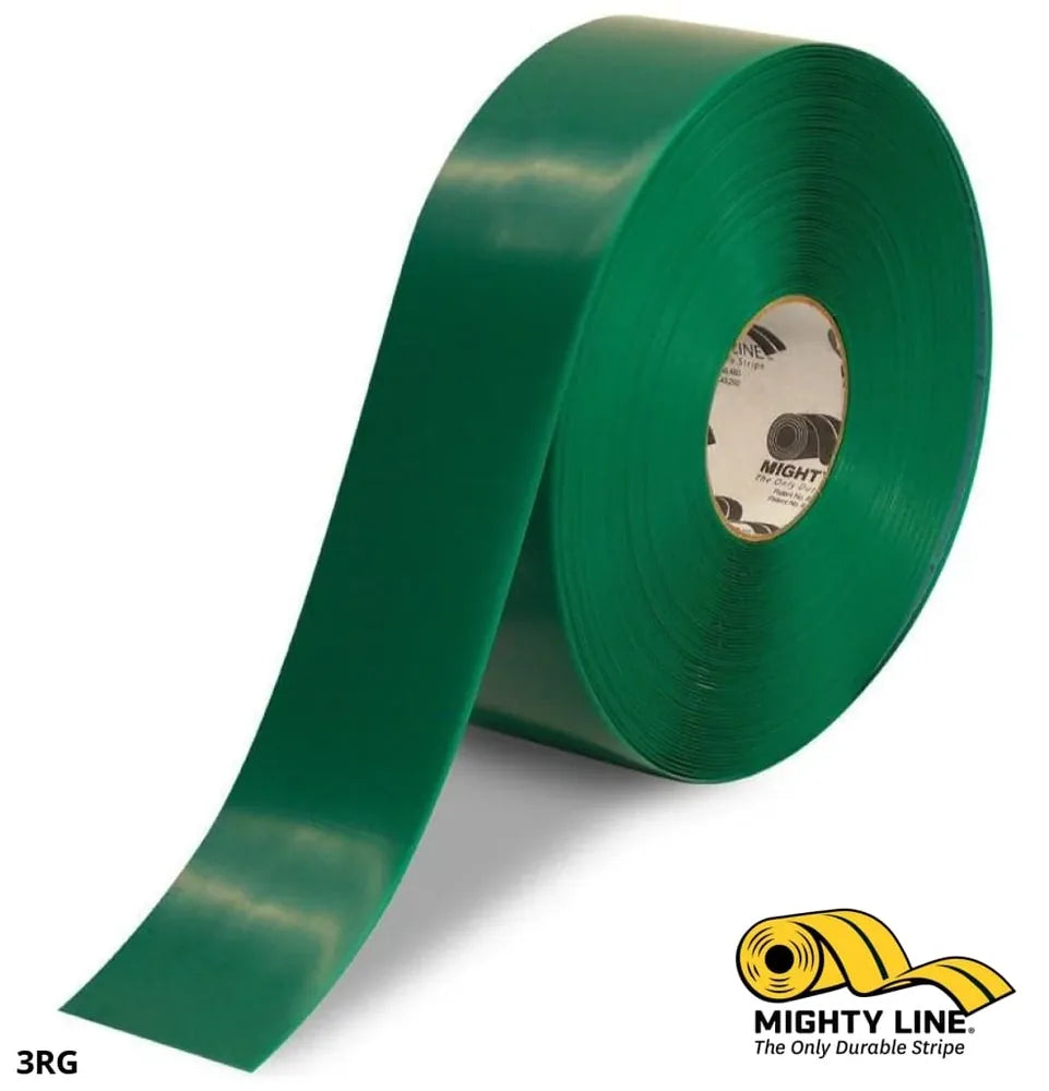 Mighty Line 3 in Green Solid Floor Tape, 100 ft roll, 3 in x 100 ft (ShieldMark 3RG)