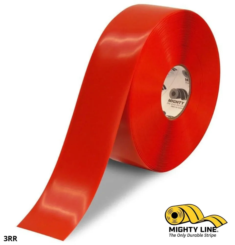 Mighty Line 3 in Red Solid Floor Tape, 100 ft roll, 3 in x 100 ft (ShieldMark 3RR)