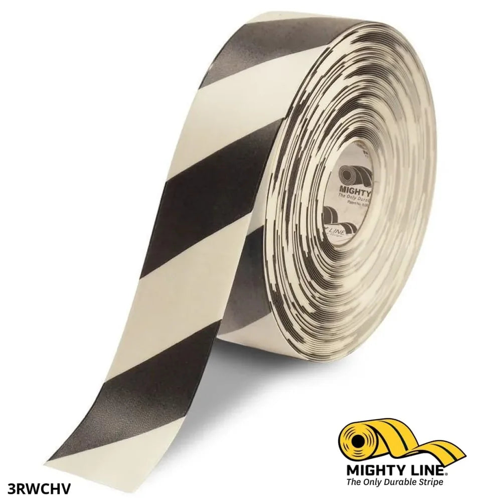 Mighty Line 3 in White Tape w/ Black Chevrons, 100 ft roll, 3 in x 100 ft (ShieldMark 3RWCHV)