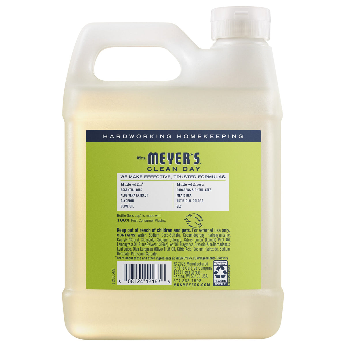 Mrs. Meyer's 651327 Clean Day Liquid Hand Soap Refill, Lemon Verbena, 33 fl oz