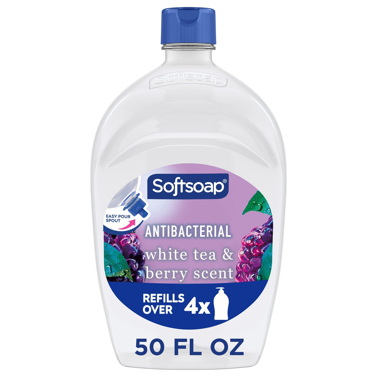 Softsoap Antibacterial Liquid Hand Soap Refill, White Tea & Berry, 50 fl oz (Packs of 12, 24 or 48)