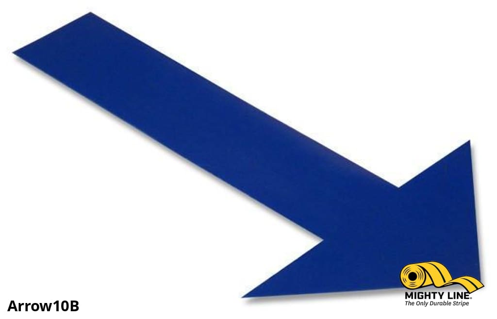 Mighty Line Solid Blue Floor Tape Arrows, Pack of 50