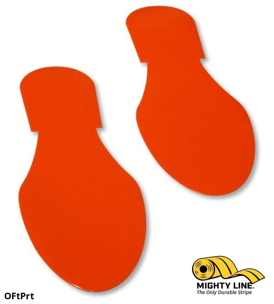 Mighty Line Solid Colored ORANGE Footprint, Pack of 50, Floor Marking