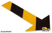 Mighty Line Solid Yellow Floor Tape Arrow with Black Chevrons, Pack of 50