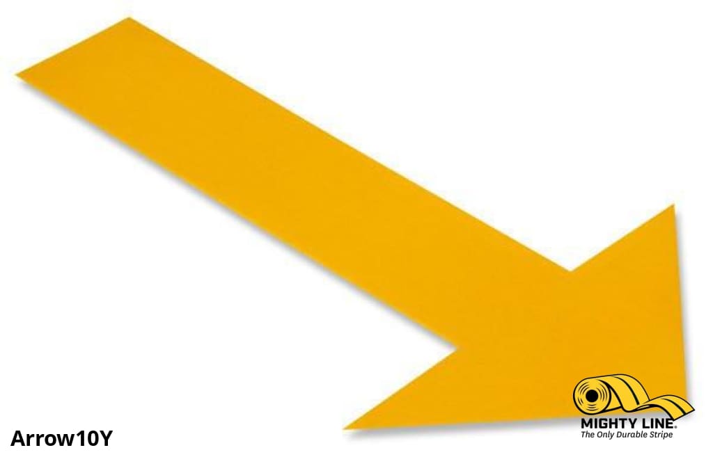 Mighty Line Solid Yellow Floor Tape Arrows, Pack of 50