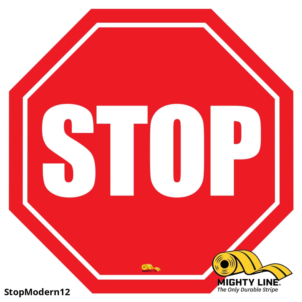 Mighty Line 12 in Stop Sign Modern Floor Sign, Floor Marking Signs