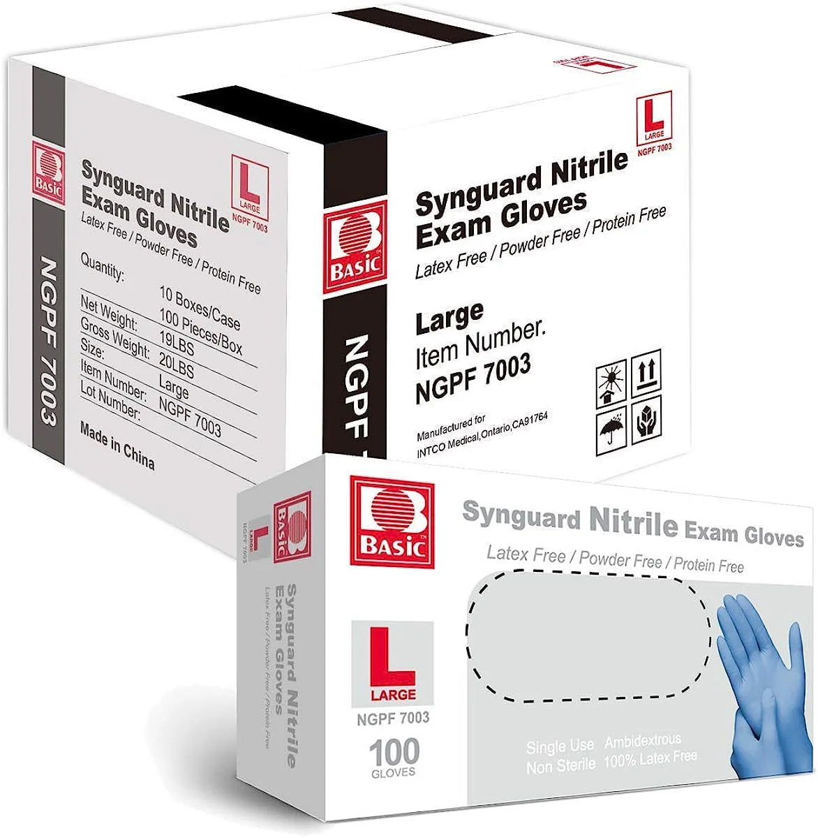 Synguard Blue Nitrile Exam Gloves - Latex-Free & Powder-Free - NGPF700 (4-mil) Case of 10 boxes
