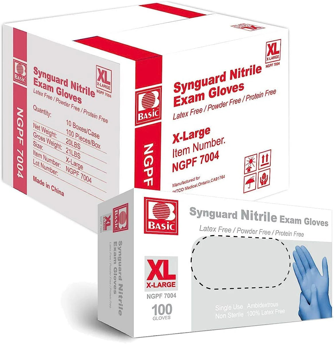Synguard Blue Nitrile Exam Gloves - Latex-Free & Powder-Free - NGPF700 (4-mil) Case of 10 boxes