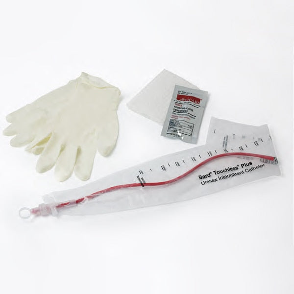 Bard Medical 4A7044 Bard Touchless™ Plus Unisex Intermittent Catheter Kit: Red Rubber Catheter, 14FR (Coude), 50/cs