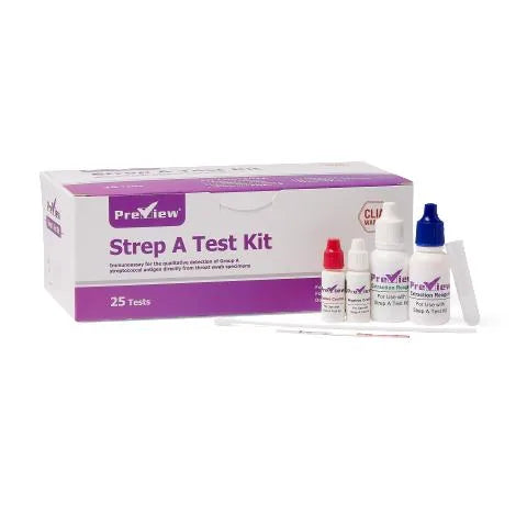 PreView® / WELLlife™ Strep A Throat Swab Test, CLIA Waived [POC] (25 Tests/Kit) (Wondfo USA PRE-STA-25-CLIA)