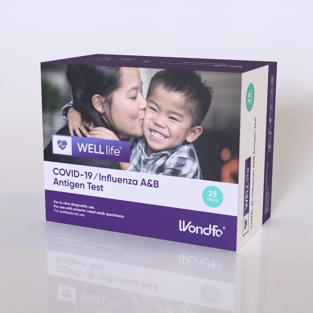 WELLlife™ COVID-19 / Influenza A&B Antigen Test [POC] (25 Tests/Kit) (Wondfo USA WCOVFLU-POC-25)