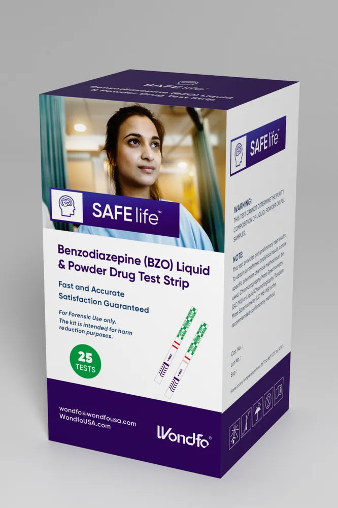 Benzodiazepines (BZO) Test Strip, liquid/powder, detects analogs (Wondfo USA WSPBZO-101)